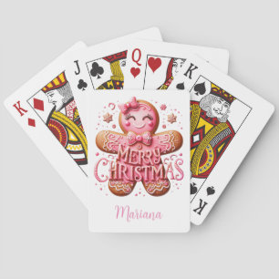 Baraja De Cartas Pan de jengibre de Navidad rosa