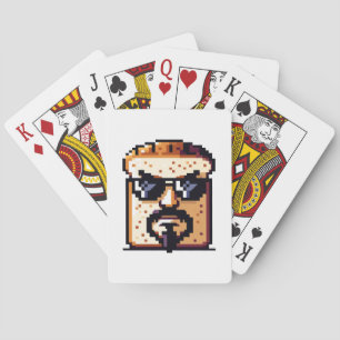 Baraja De Cartas Pan Serio - Gracioso Carácter Retro De Arte Pixel