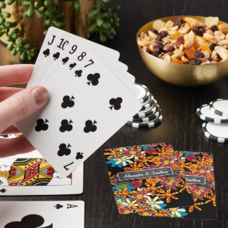 Baraja De Cartas Pancarta negra romántica y colorida de cartón flor