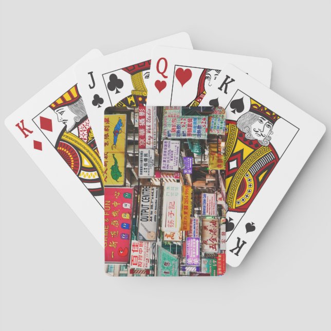 Baraja De Cartas Pancartas neón en las calles de Hong Kong (Reverso)