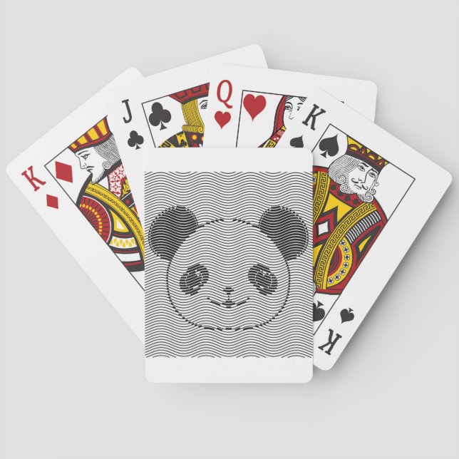 Baraja De Cartas Panda Bear Face On Wave Pattern (Reverso)