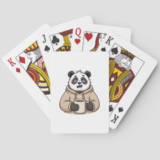 Baraja De Cartas Panda Café Dibujo Animado Demasiado Cansado Para F