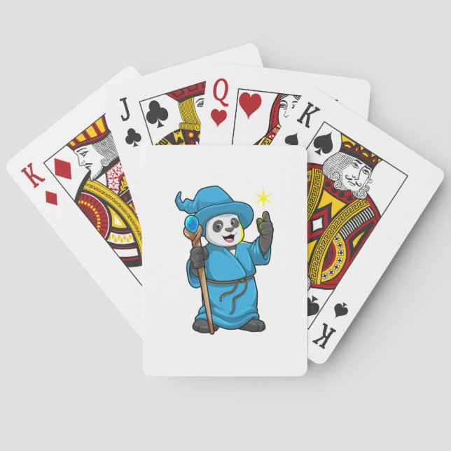 Baraja De Cartas Panda como asistente con varita mágica (Reverso)