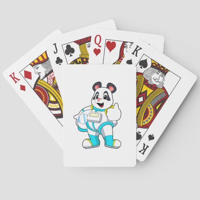 Baraja De Cartas Panda como astronauta con traje (Reverso)