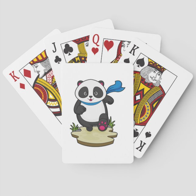 Baraja De Cartas Panda como corredor con bufanda (Reverso)