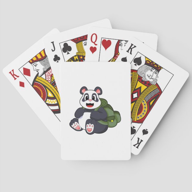 Baraja De Cartas Panda como excursionista con mochila (Reverso)