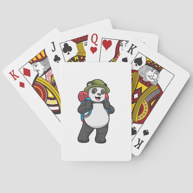 Baraja De Cartas Panda como excursionista con mochila (Reverso)