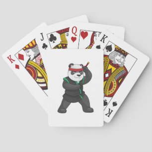 Baraja De Cartas Panda como Ninja en disfraz