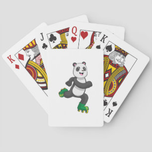 Baraja De Cartas Panda como patinador en línea con patines