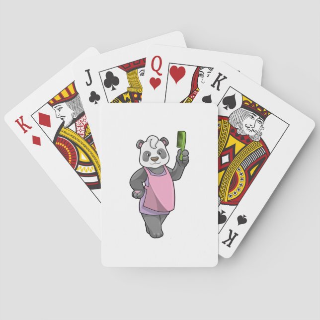 Baraja De Cartas Panda como peluquero con comb (Reverso)