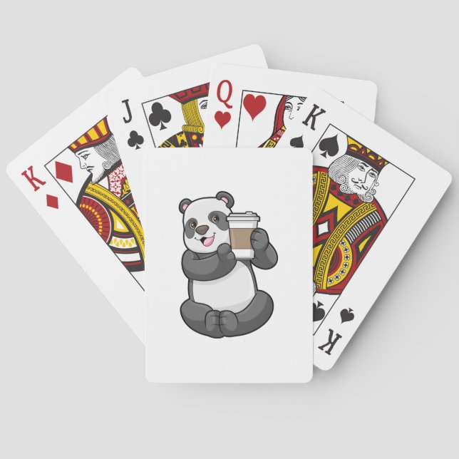Baraja De Cartas Panda con el café a ir (Reverso)