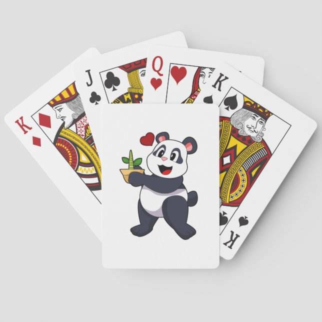 Baraja De Cartas Panda con flores de bambú (Reverso)