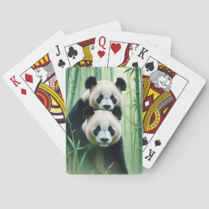 Baraja De Cartas Panda Doble exposición Naturaleza animal Arte salv