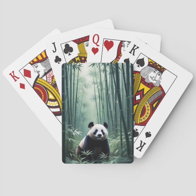 Baraja De Cartas Panda Doble exposición Naturaleza animal Arte salv (Reverso)