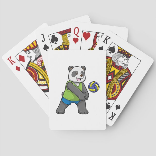 Baraja De Cartas Panda en Deportes con Voleibol (Reverso)