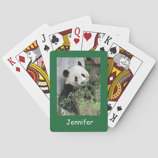 Baraja De Cartas Panda gigante, fondo verde,  (Reverso)