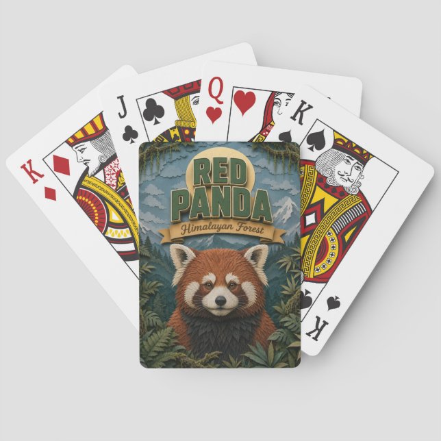 Baraja De Cartas Panda Rojo Bosque Himalayo POPCUT (Reverso)