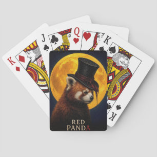 Baraja De Cartas Pandá Rojo Sombrero Alto Gótico Surrealista