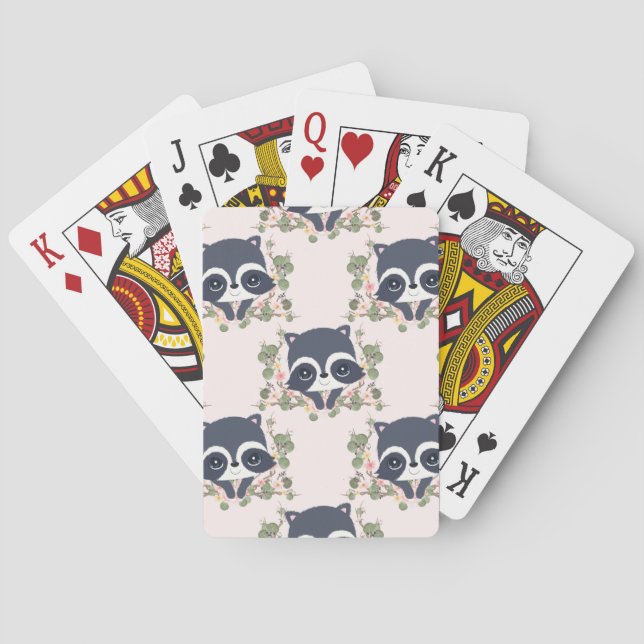 Baraja De Cartas Panda Y Tatuaje De Flor (Reverso)