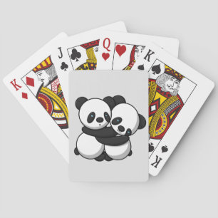 Baraja De Cartas Pandas abrazando tarjetas de juego