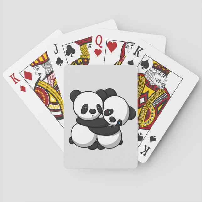 Baraja De Cartas Pandas abrazando tarjetas de juego (Reverso)