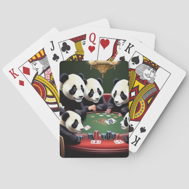 Baraja De Cartas Pandas jugando al póquer (Reverso)
