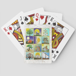 Baraja De Cartas Paneles de arte de las 12 tribus de Israel Judaica