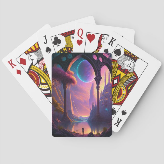 Baraja De Cartas Panorama de ciencia ficción fantástica (Reverso)