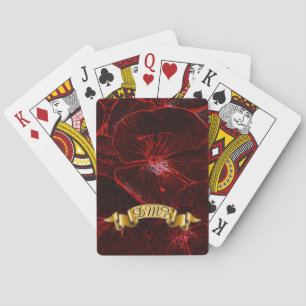 Baraja De Cartas Pansias De Neón Rojo Con Monograma