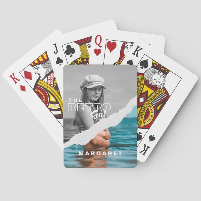 Baraja De Cartas Pantalla retro de fotografía retratada en blanco y (Reverso)