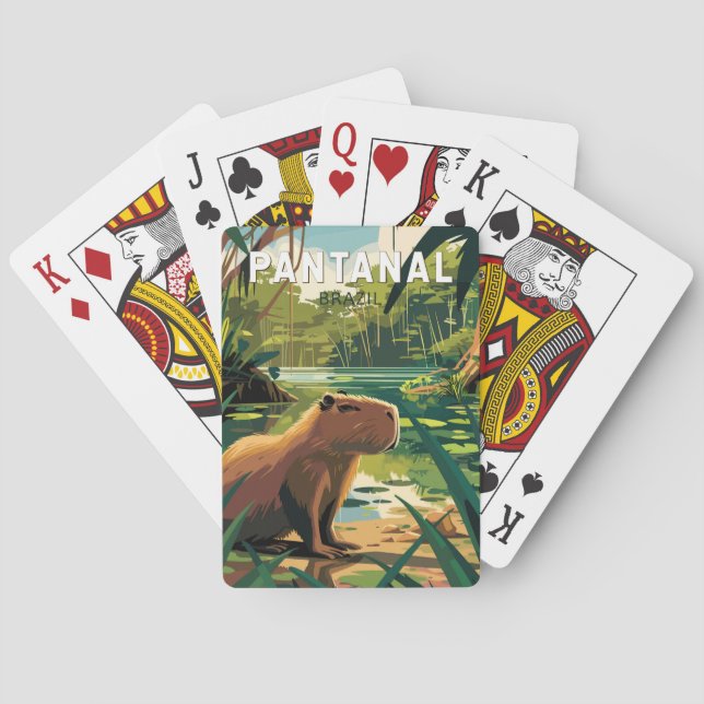 Baraja De Cartas Pantanal Brasil Capybara Viaje de arte (Reverso)