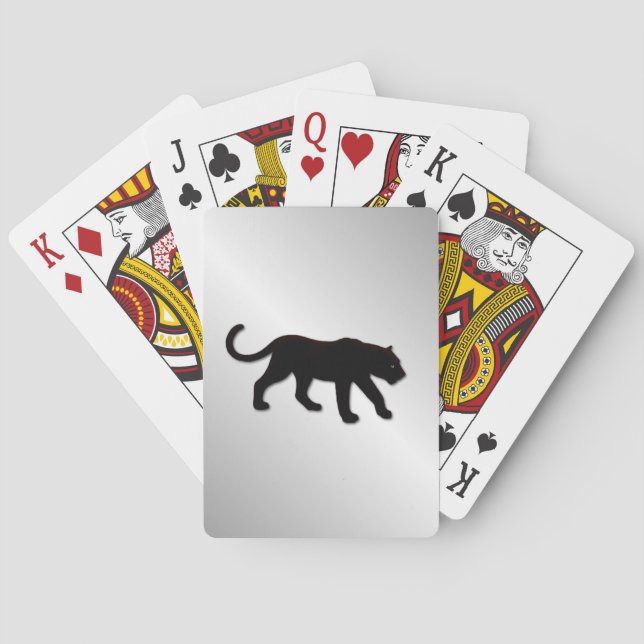 Baraja De Cartas Pantera negra sobre plata (Reverso)