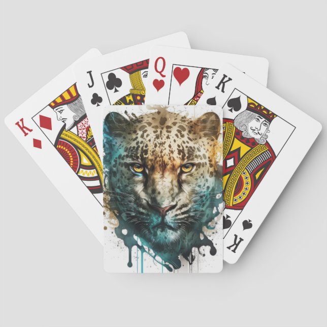 Baraja De Cartas Panther Retrato de Animales Pintando Vida Silvestr (Reverso)