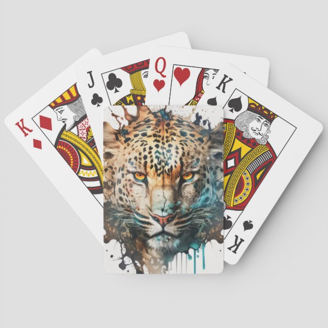 Baraja De Cartas Panther Retrato de Animales Pintando Vida Silvestr (Reverso)
