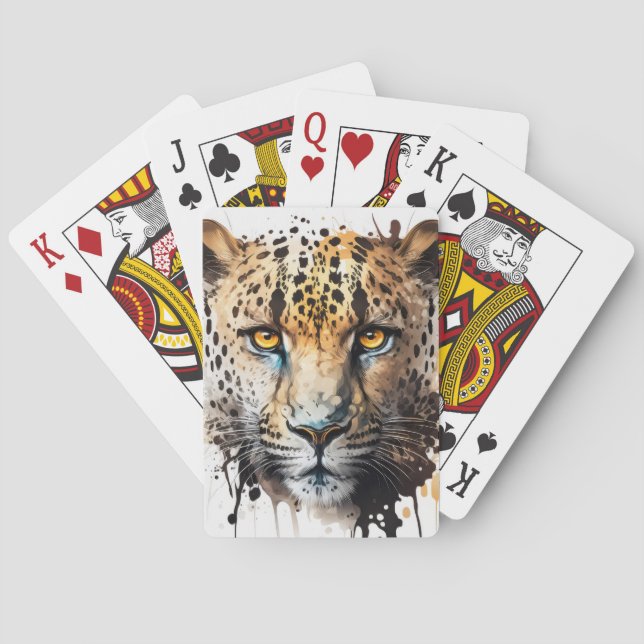 Baraja De Cartas Panther Retrato de Animales Pintando Vida Silvestr (Reverso)