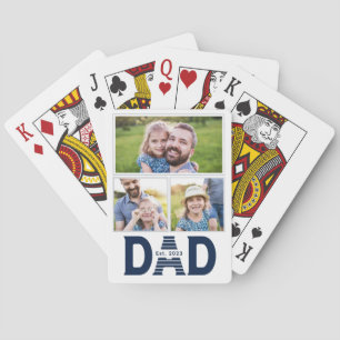 Baraja De Cartas Papá Estableció Azul Marino Moderno Simple 3 Fotos