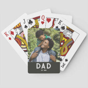 Baraja De Cartas Papá Estableció Regalo de Foto Negra Día del Padre