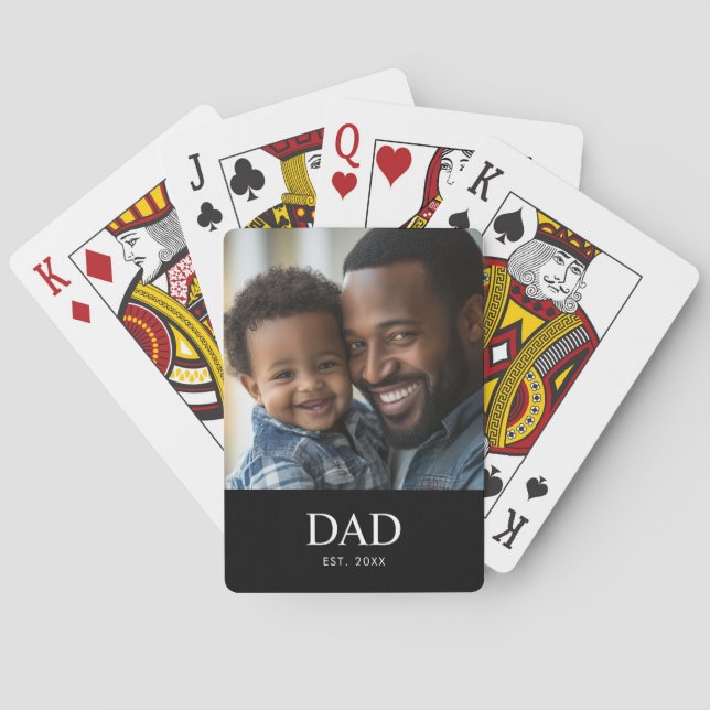 Baraja De Cartas Papá Estableció Simple Foto Negra  (Reverso)