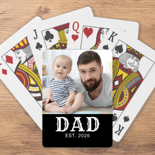 Baraja De Cartas Papá Estableció Tipografía Negrita Foto en Negro