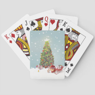 Baraja De Cartas Papá Noel con el árbol de Navidad
