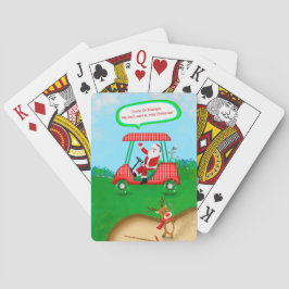 Baraja De Cartas Papá Noel divertido con renos jugando golf