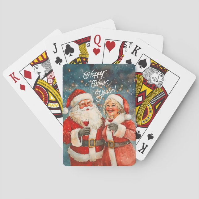 Baraja De Cartas Papá Noel Feliz Año Nuevo (Reverso)