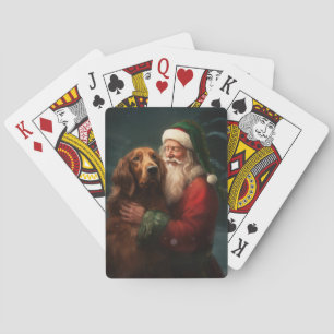 Baraja De Cartas Papá Noel Setter Rojo Irlandés Navidad Festiva