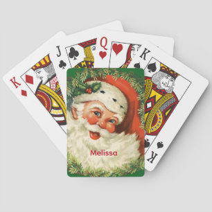 Baraja De Cartas Papá Noel Vintage con guiso de pino