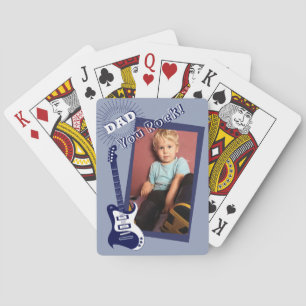 Baraja De Cartas Papá tú rocas la marina retro de guitarra eléctric