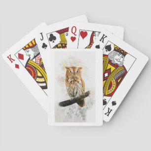 Baraja De Cartas Papel con vida salvaje de búho marrón