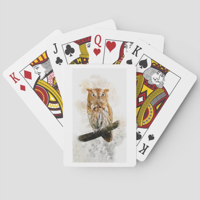 Baraja De Cartas Papel con vida salvaje de búho marrón (Reverso)