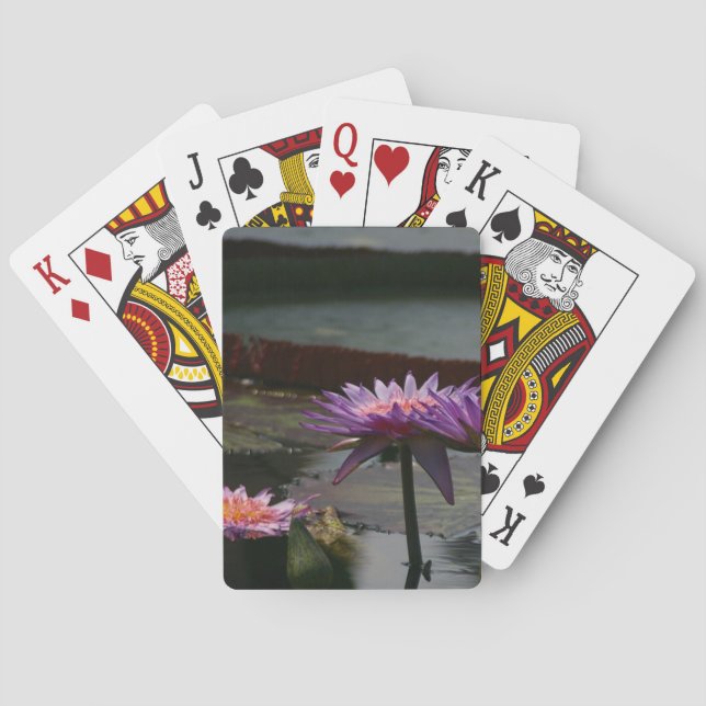 Baraja De Cartas Papel de Lotus en Purple Waterlilies (Reverso)