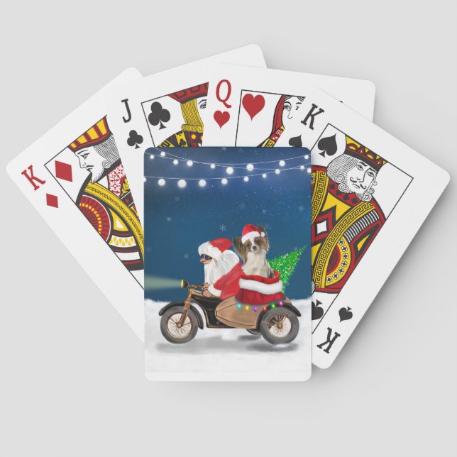 Baraja De Cartas Papillon Dog Navidades Santa Claus (Reverso)