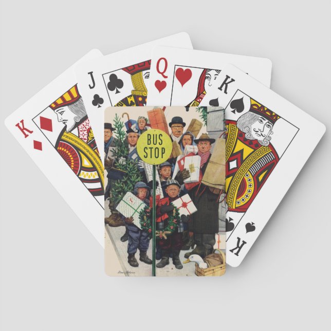 Baraja De Cartas Parada de autobús en el navidad (Reverso)